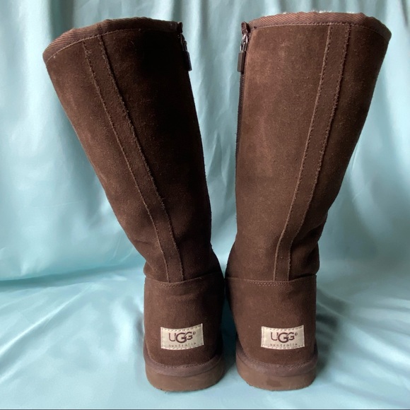 Ugg Sunset Zip Tall Boots, Chocolate Brown Sz 7 - Picture 5 of 11